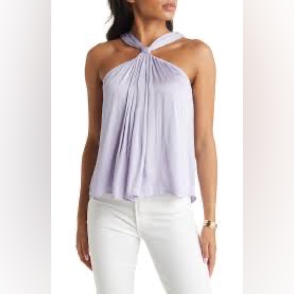 VICI Satin Halter Sleeveless Blouse in Dusty Lavender